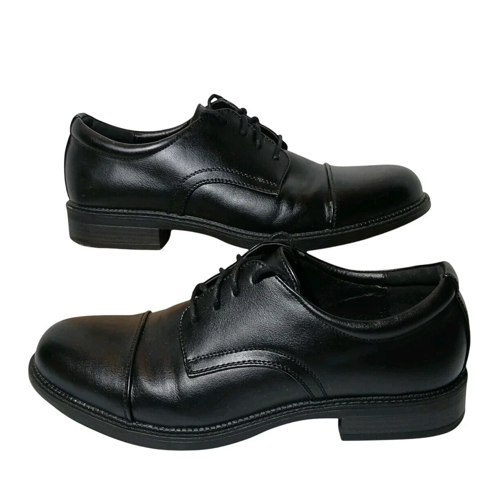 Dexter Comfort Mens Black Cap‎ Toe Memory Foam Lace Up Oxford Dress Shoes